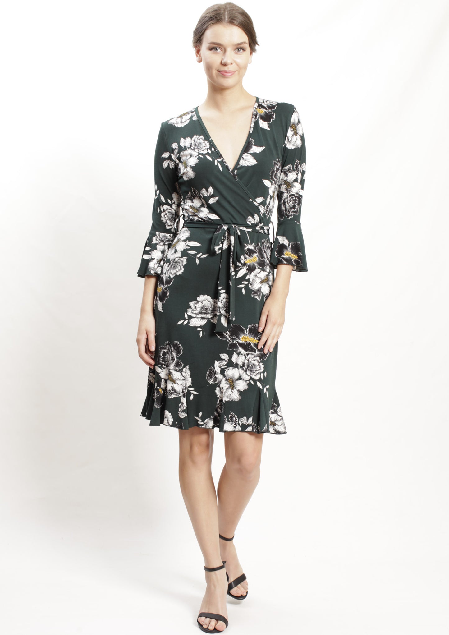 HS0253-17NC Ruffle Sleeve Floral Dress  (Pack)