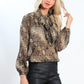 AY225SS Tie Neck Snake Print Top (Pack)