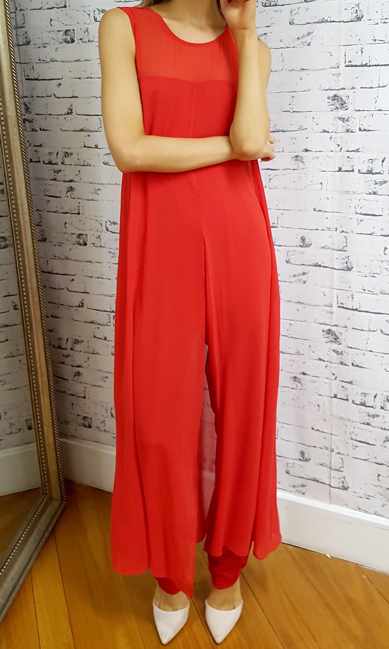 Chiffon overlay jumpsuit on sale