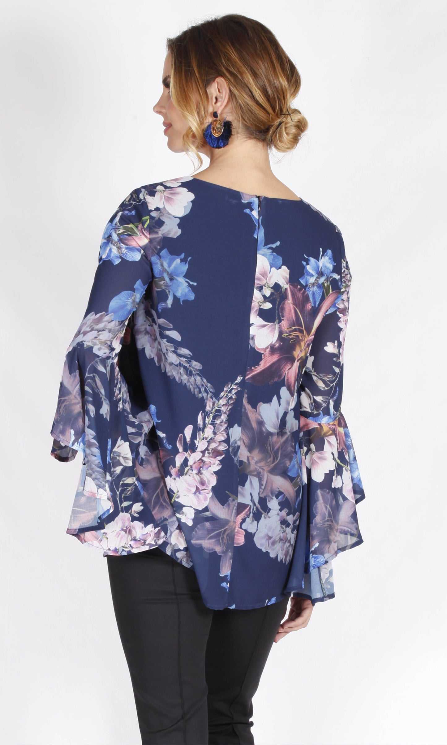 VS7360NC Floral Ruffle Sleeve Top (Pack)