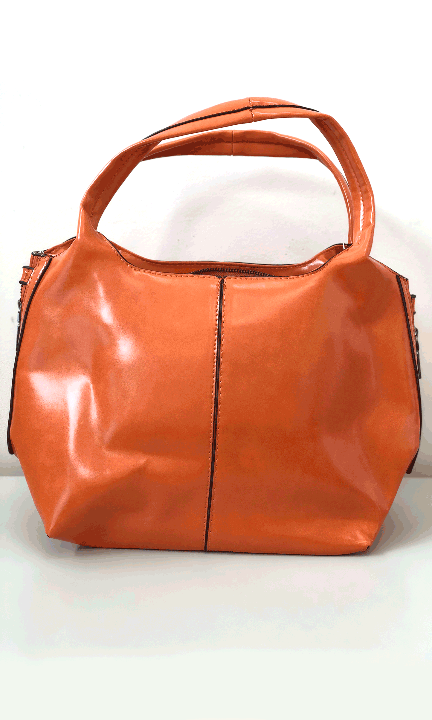 Orange PU Leather Handbag