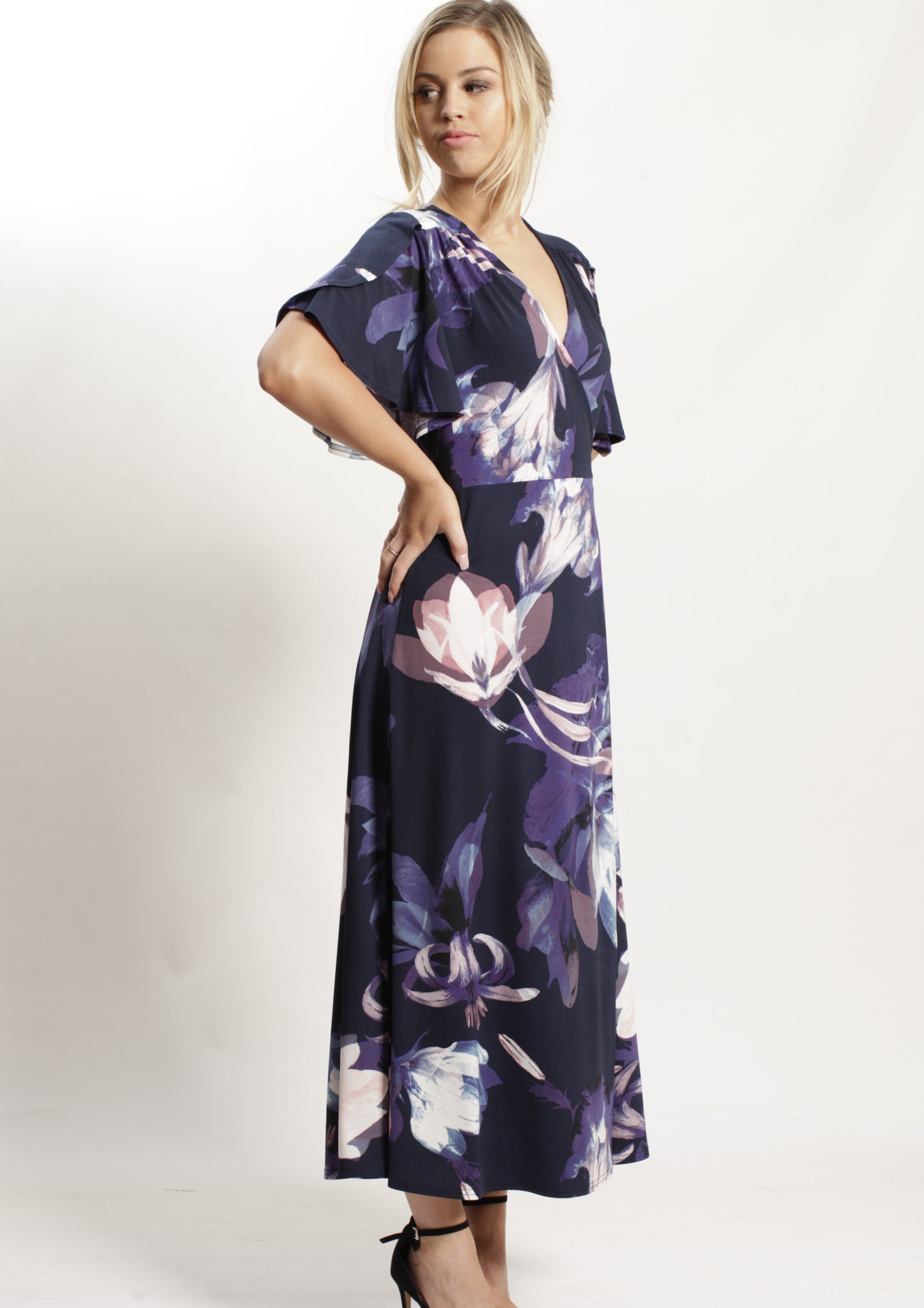 YW2248-2TB Printed Wrap Mid Length Dress (Pack) New Arrival