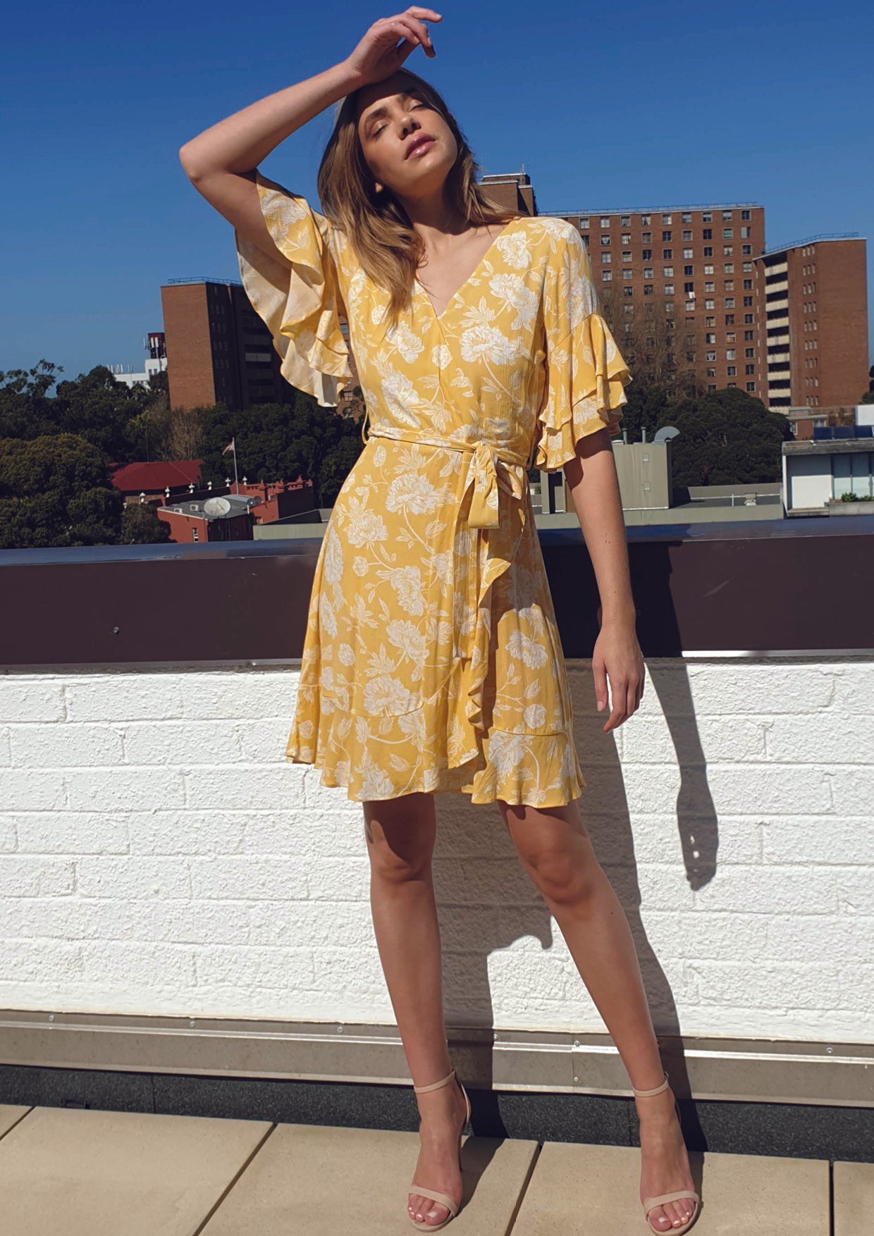 RV1096-1SS Yellow Floral Dress (Pack)