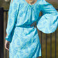PW006-169SS Open Sleeve Aqua Print Dress (Pack)
