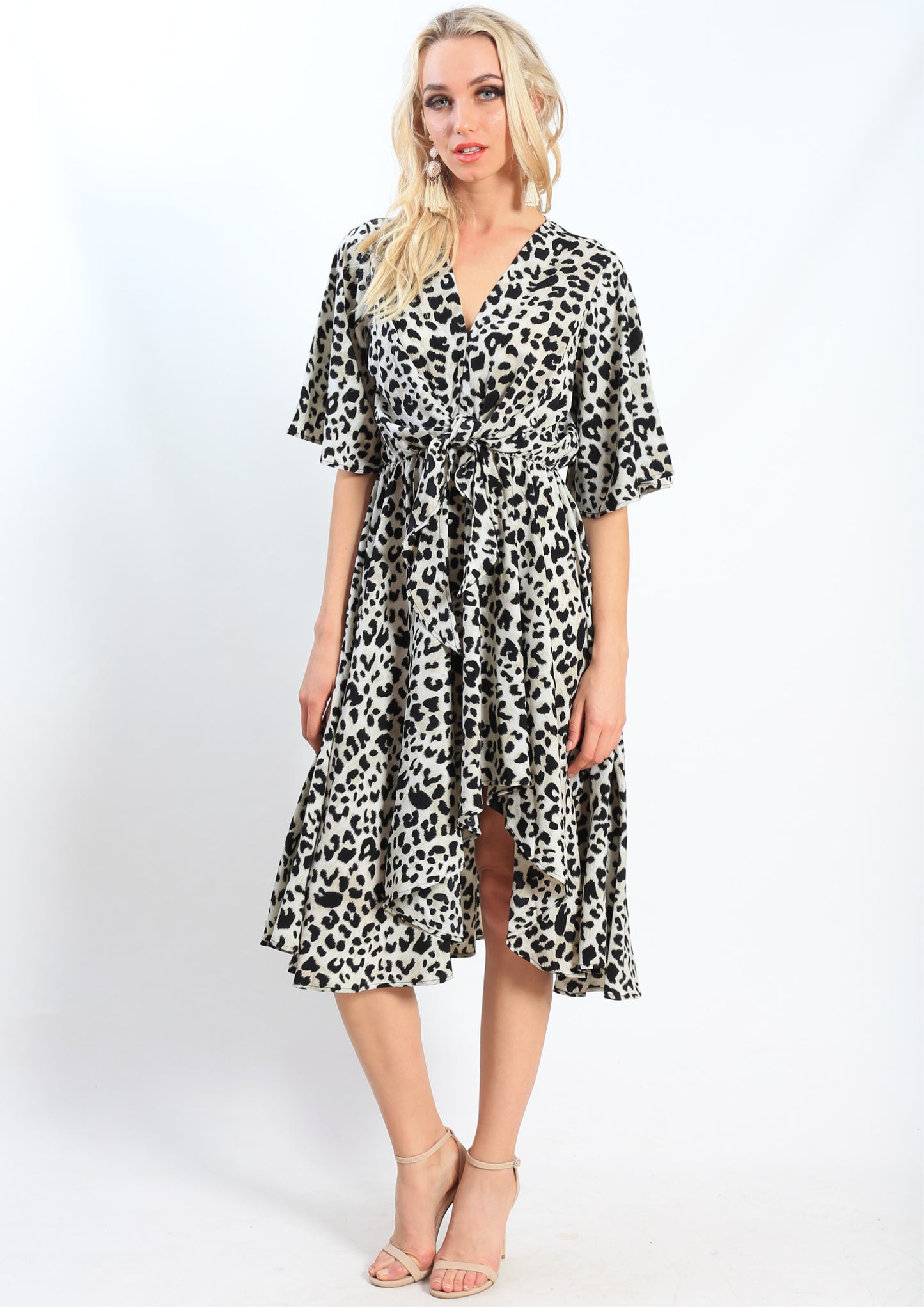AY112-1SS Front Knot Leopard Print Dress (Pack)