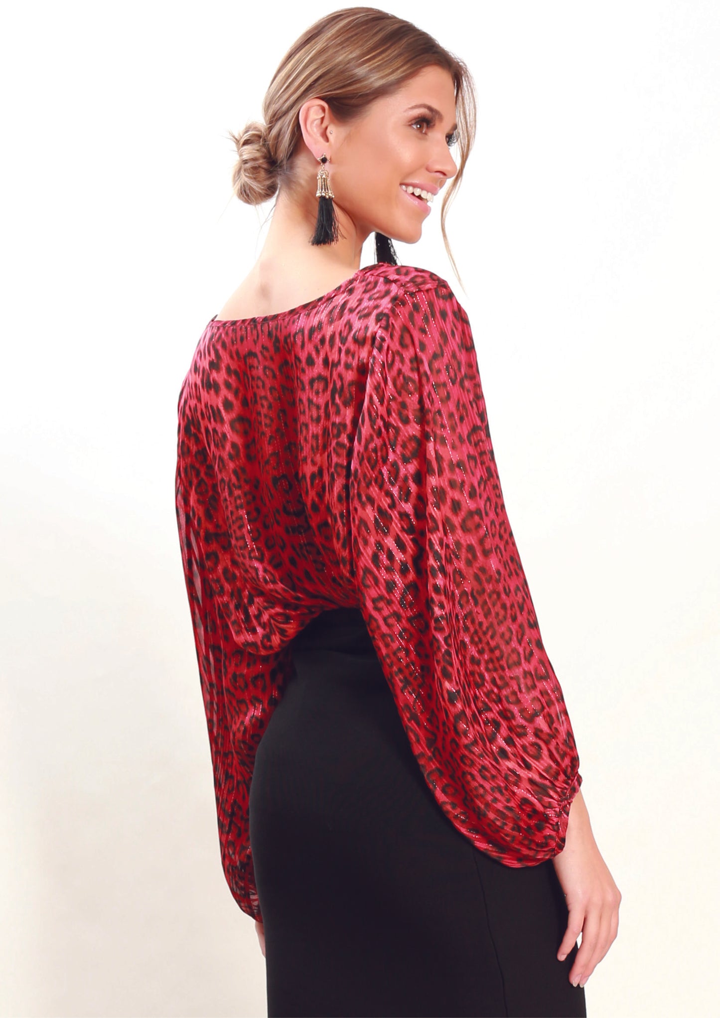 AY212-1SS Red Leopard Print Top (Pack)