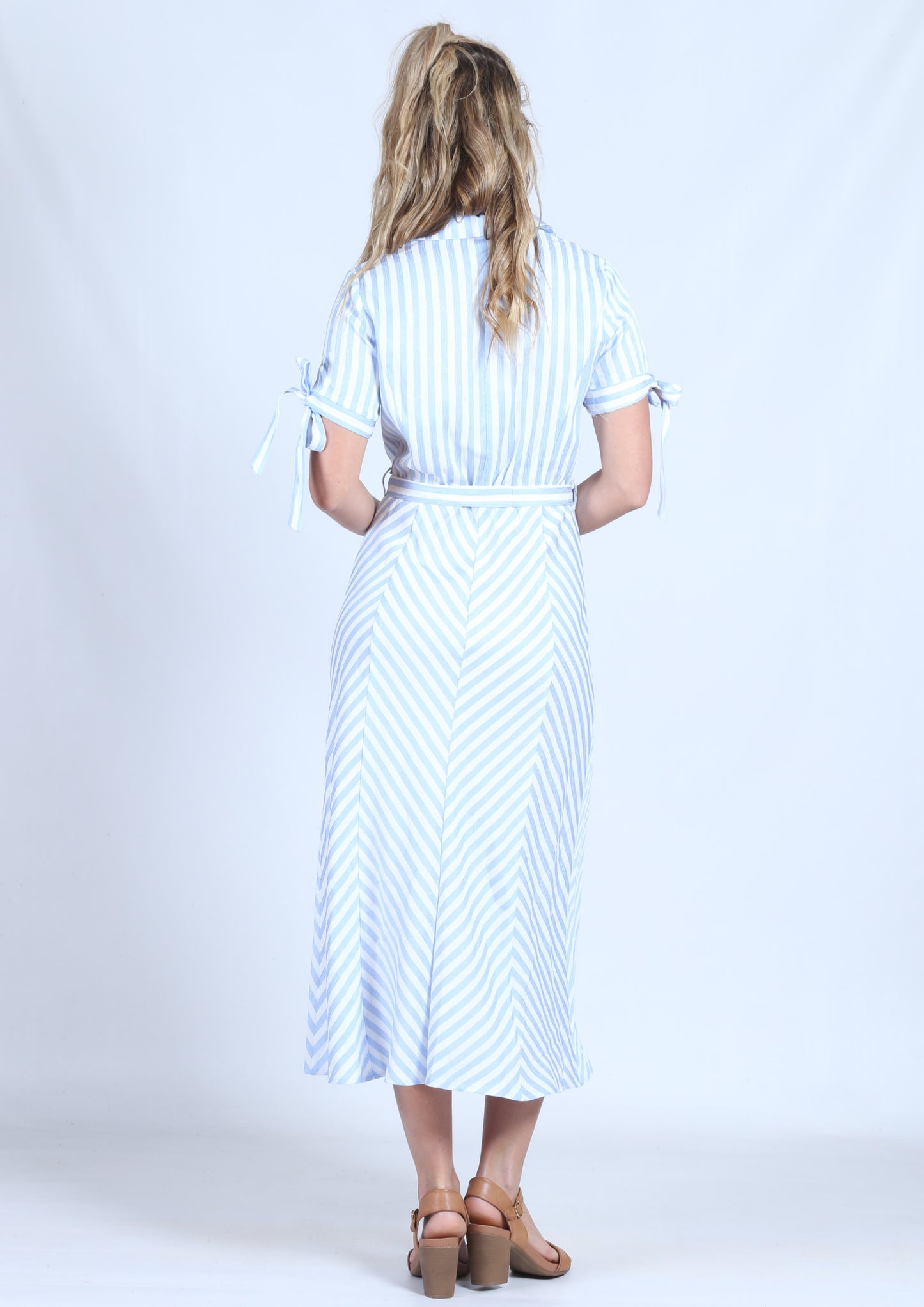 YW17152SS Striped Shirt Maxi Dress (Pack)