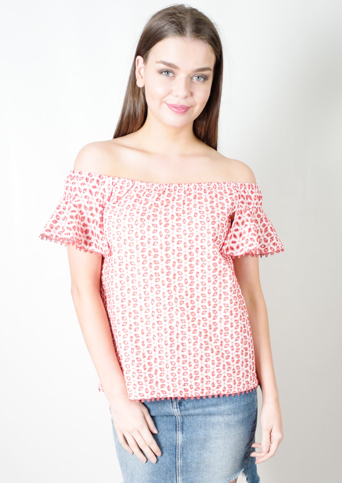 YW2324SS Off Shoulder Lacey Top (Pack)