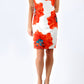Shift style dress with Bright Floral Print and waist gathering.