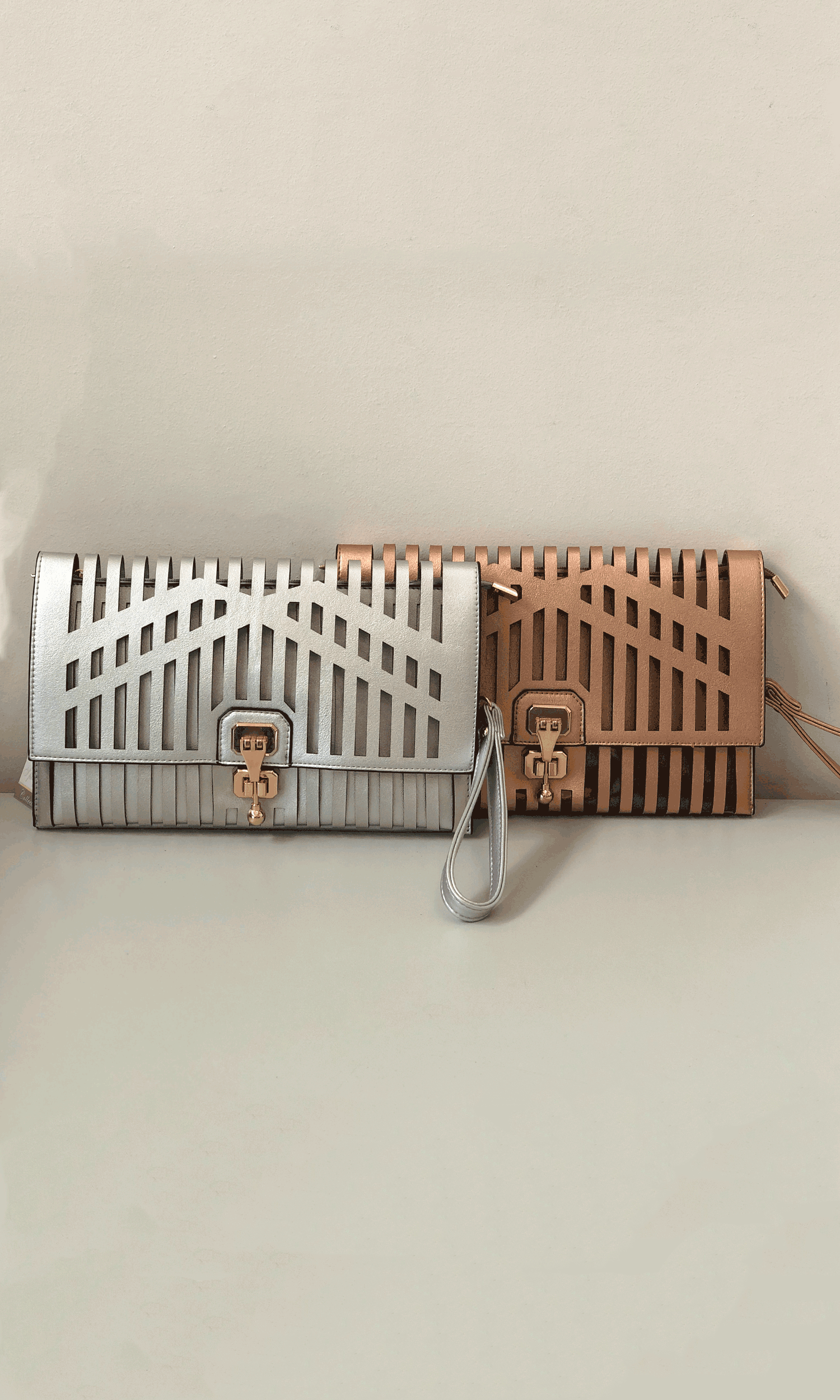 Metallic Cut-out Faux leather bag