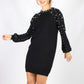 F2740SS Balloon Sleeve Knit Dress With Pearl Embellished Sleeve (Pack)