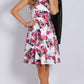 Pleated Neck Floral Dress