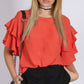 RV0850-1SS Double Ruffle Sleeve Top (Pack)