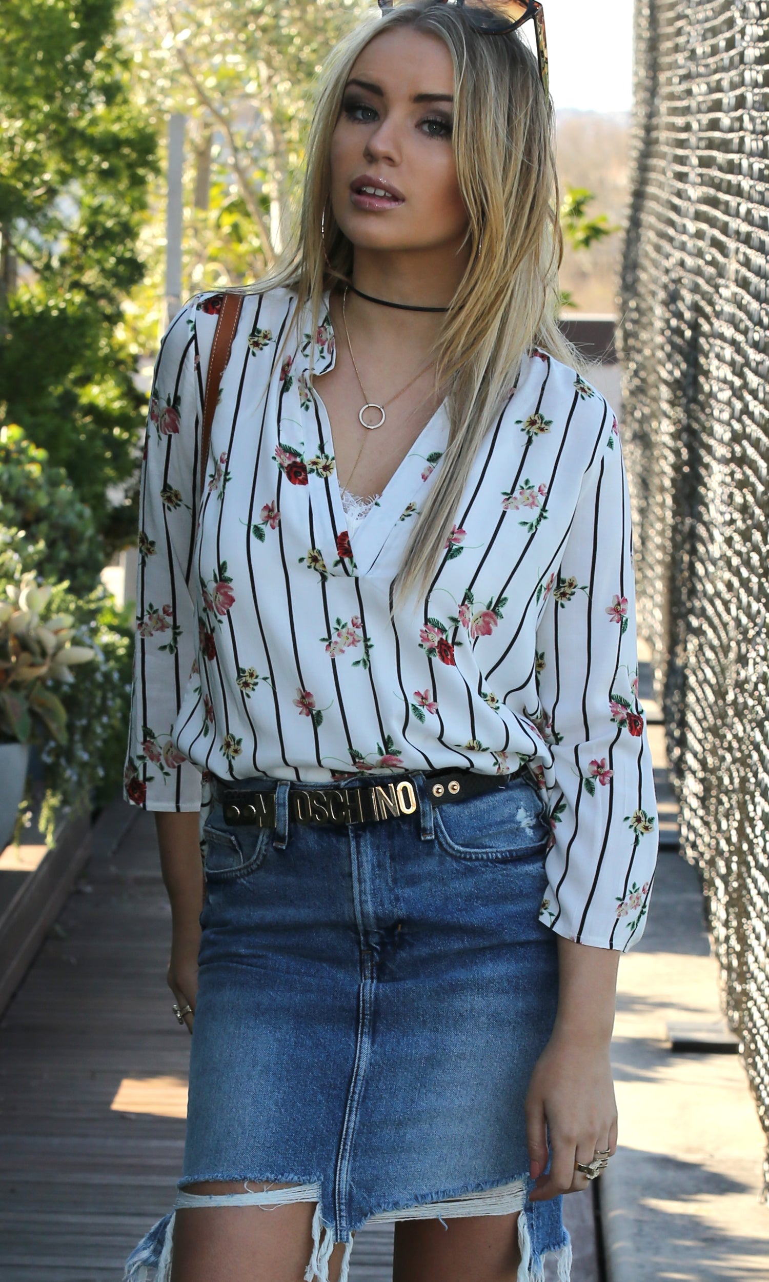 Classic Johnny Collar Floral Printed Shirt