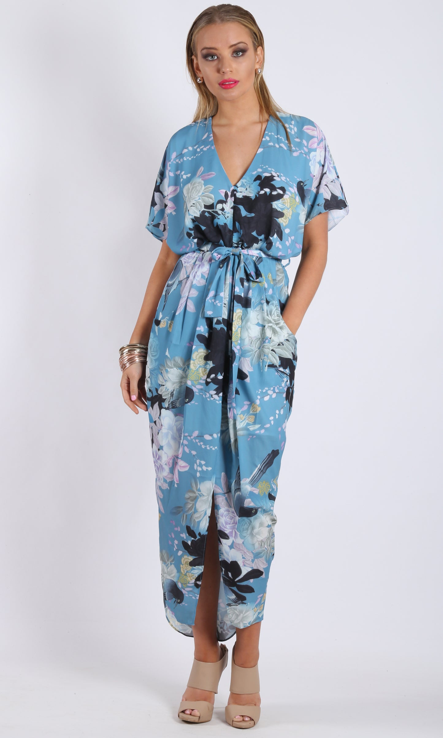 WV167-6SS Oriental Floral Midi Dress (Pack)