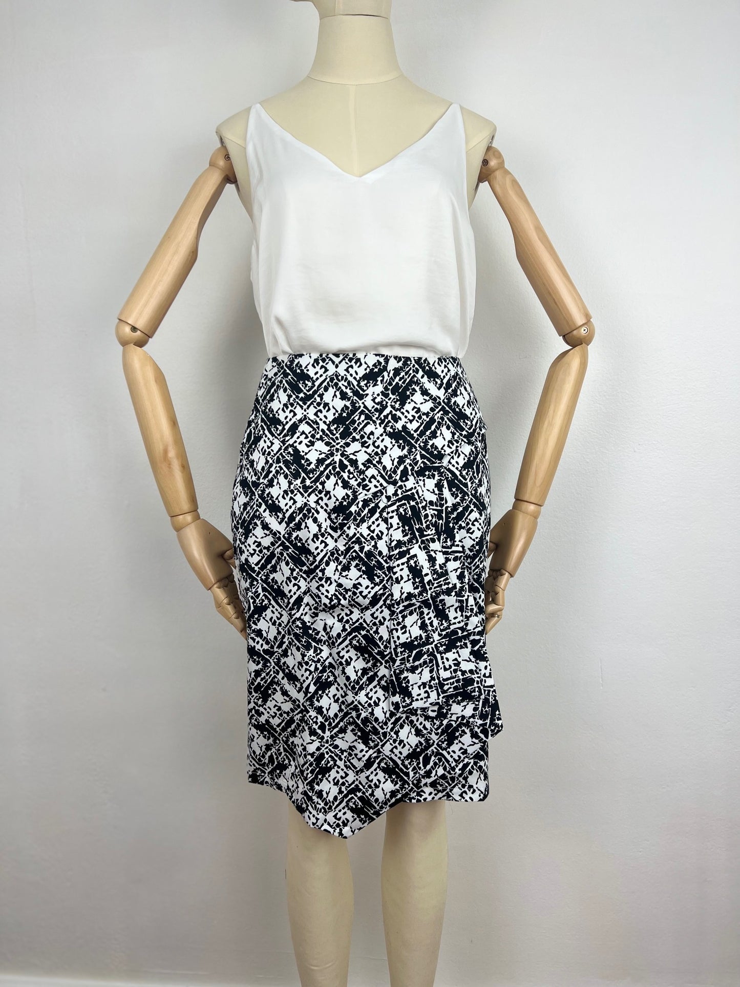 AS02108TB Printed Asymmetric Skirt $5