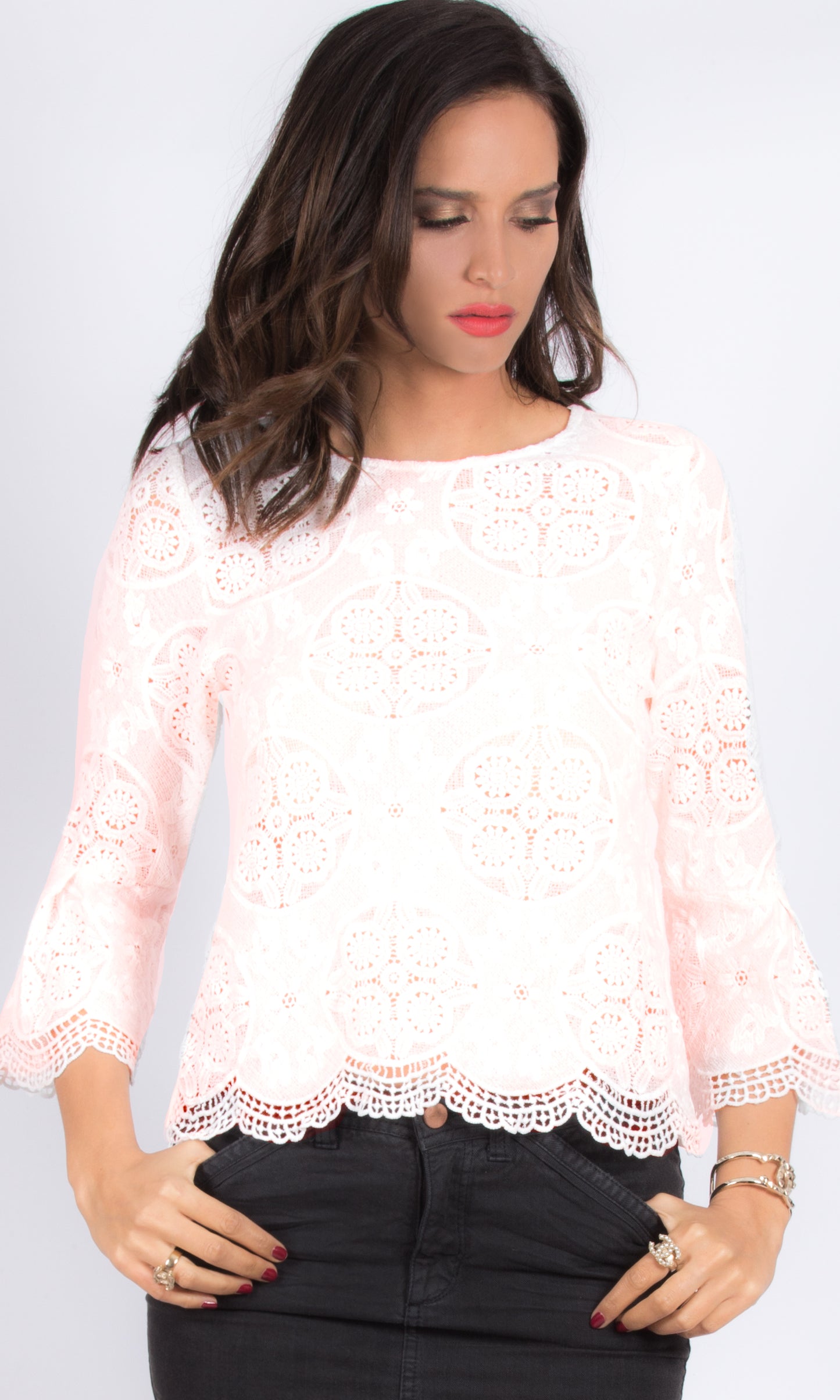 LACE 3/4 SLEEVE TOP