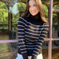 LY2224TB Striped Turtle Neck Jumper