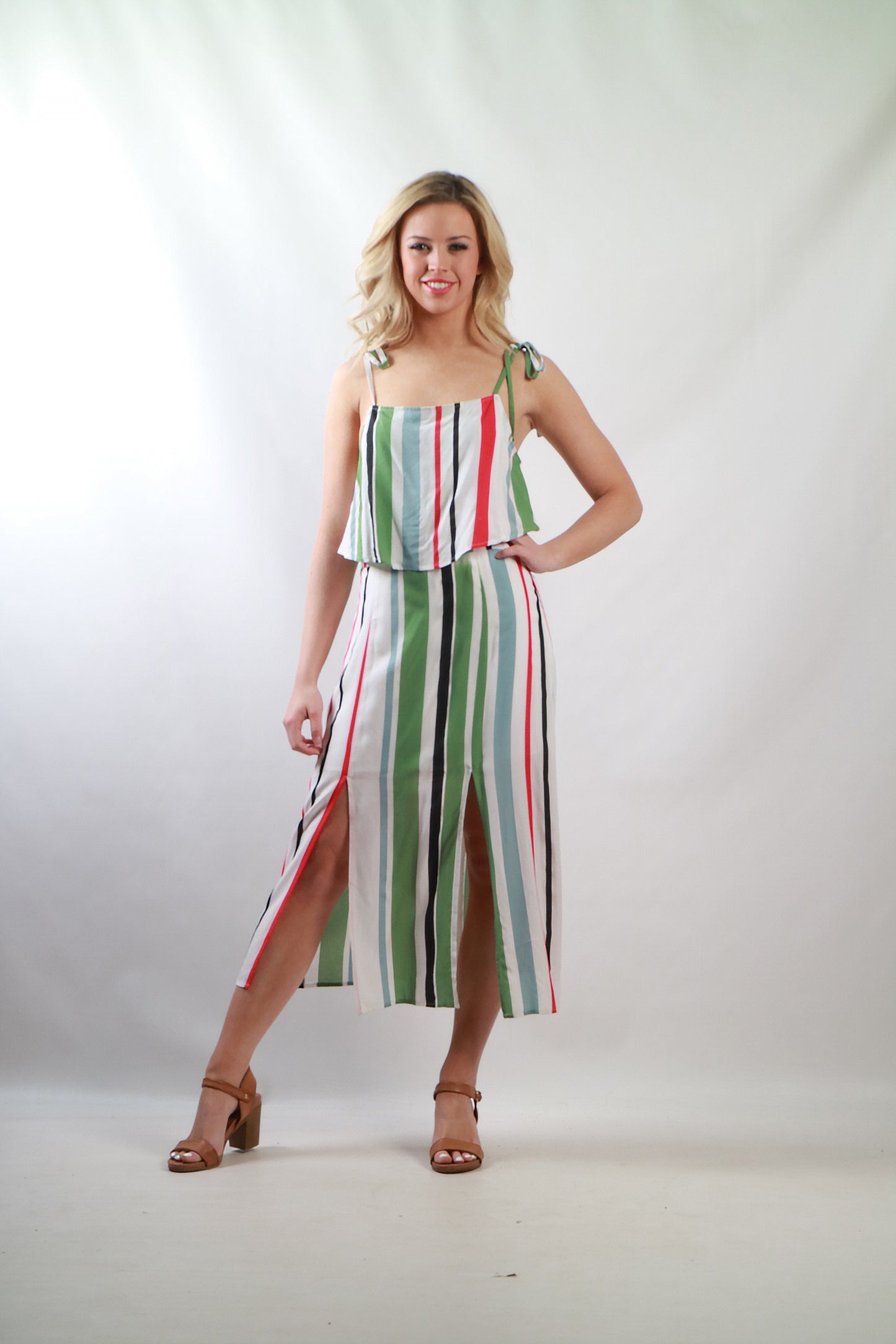 Q006SS Stripe Overlap Dress(Pack)