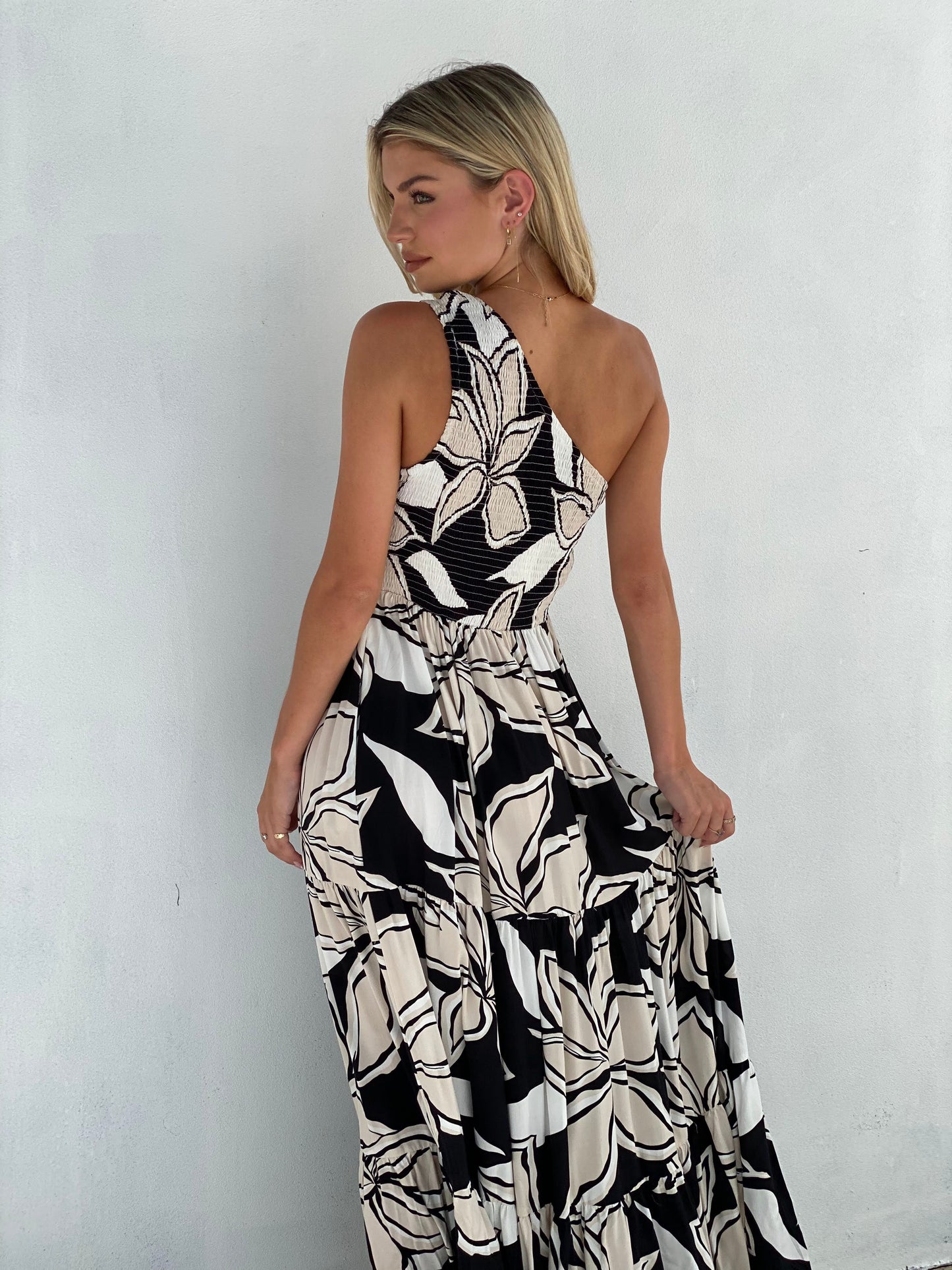 XW20557SS Floral One-Shoulder Maxi Dress - More Colour Available