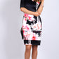 Floral Print Cold Shoulder Body Con Dress with Invisible Back Zip