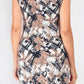 Shift style Abstract print dress with waist gather