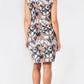 Shift style Abstract print dress with waist gather