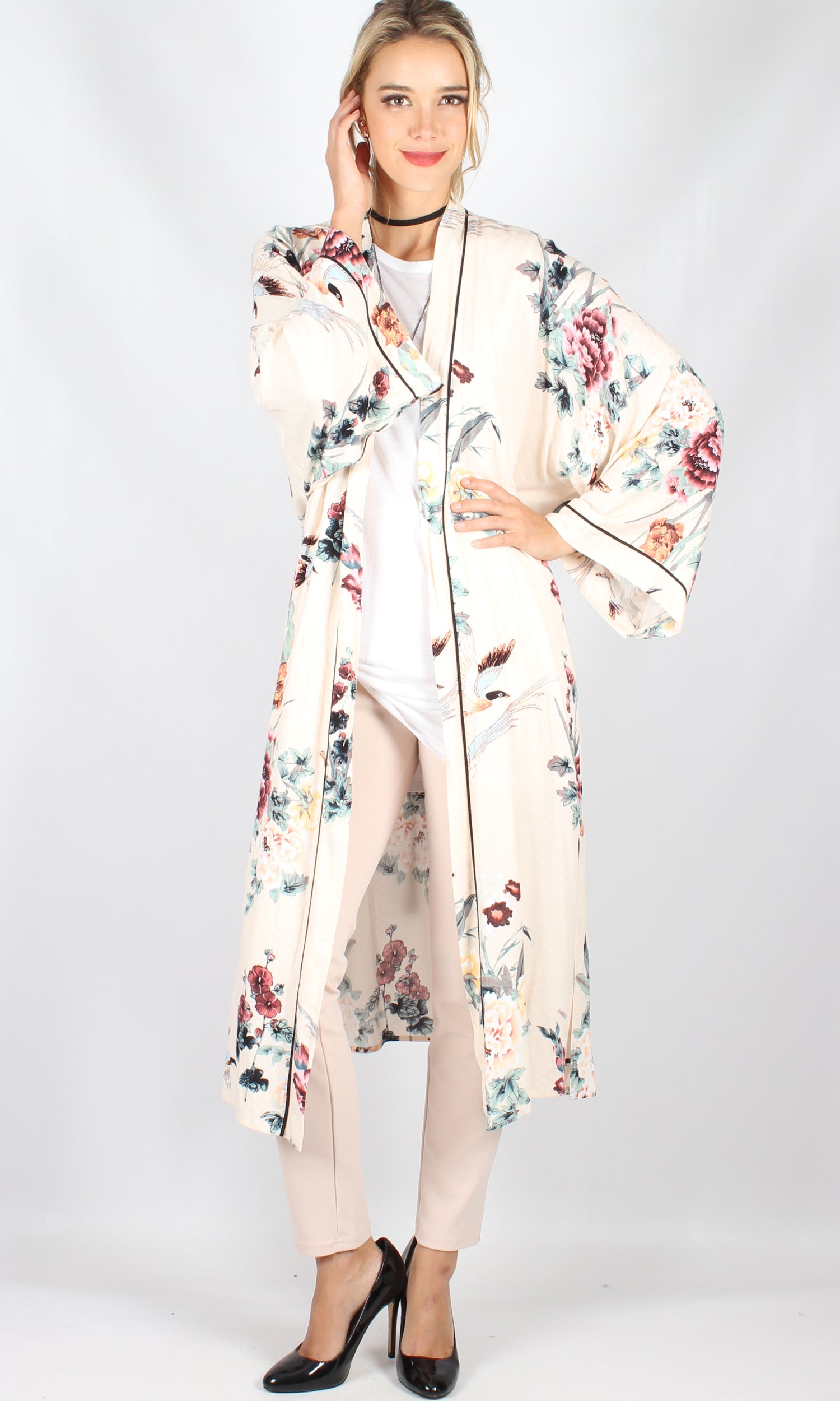 Beige Oriental Kimono