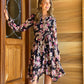 LA095-3SS long sleeve flora print dress