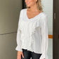LA0244SS Lace Trim Ruffle Blouse (Pack) New Arrival