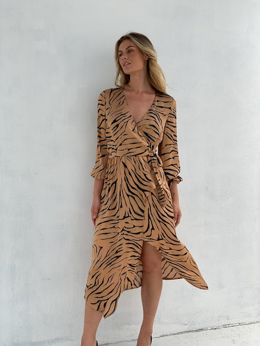 LA0258-5SS Zebra Print Wrap Dress