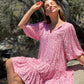 LA0603-7SS Pink Floral Print Drop Waist Dress (Pack) -SALE