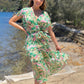 LA0726-2TB Three Layer Green Print Dress (Pack) New Arrival