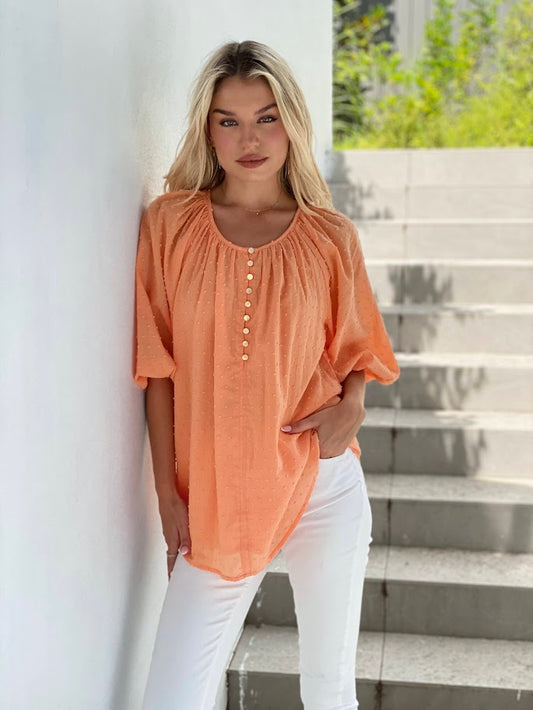 LA0817-7SS Textured 3/4 Sleeve Blouse - More Colours Available