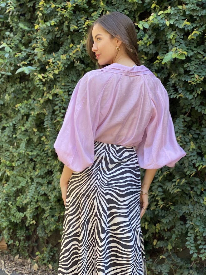 LA0821-6SS Zebra Print Maxi Skirt