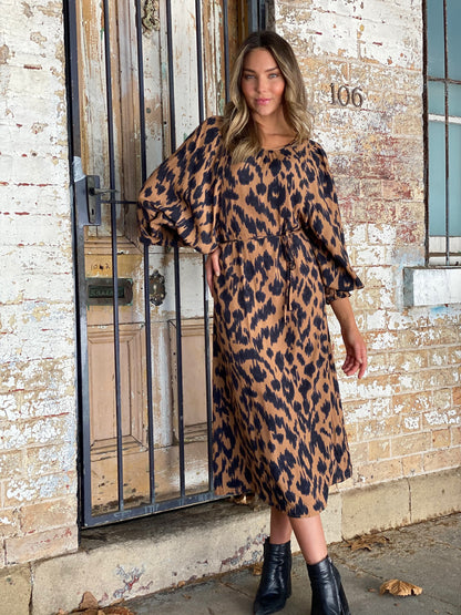 LA0967SS Leopard Print Midi Dress (Pack)