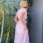 LA1075-1SS Floral Ruffle Sleeve Midi Dress
