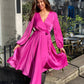LA1148-2SS V-Neck Satin Wrap Dress - More Colours Available