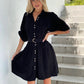 LA1191-2SS Collared Balloon Sleeve Shirt Dress - More Colours Available