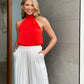 LA1230SS Satin Lace trim collar Top - More Colours Available