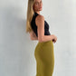 LA1325SS Olive Straight Knit Skirt