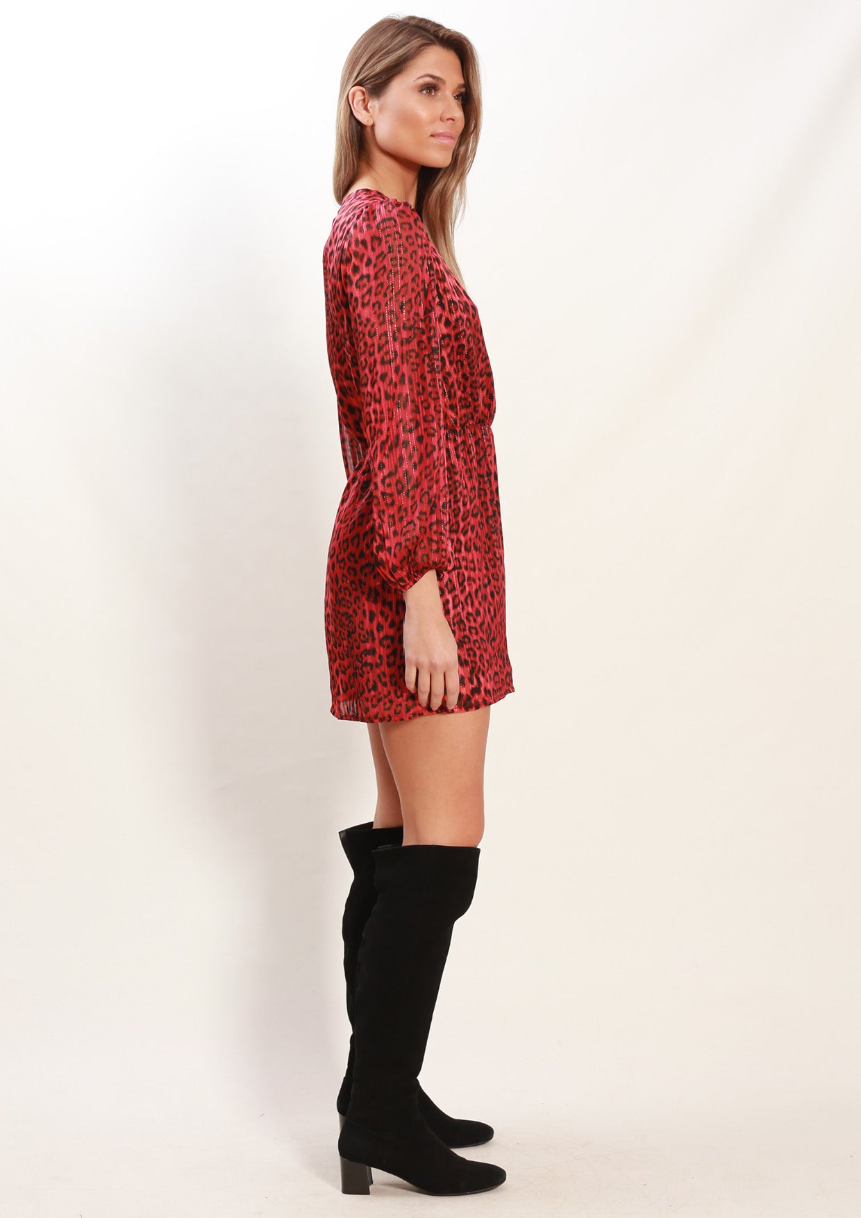 XW16071-3SS Red Leopard Print Dress (Pack)