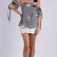 RV1099SS OFF SHOULDER GINGHAM AND FLORAL TOP (Pack)