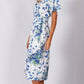 VS7273TB Blue Floral Wrap Dress (Pack)