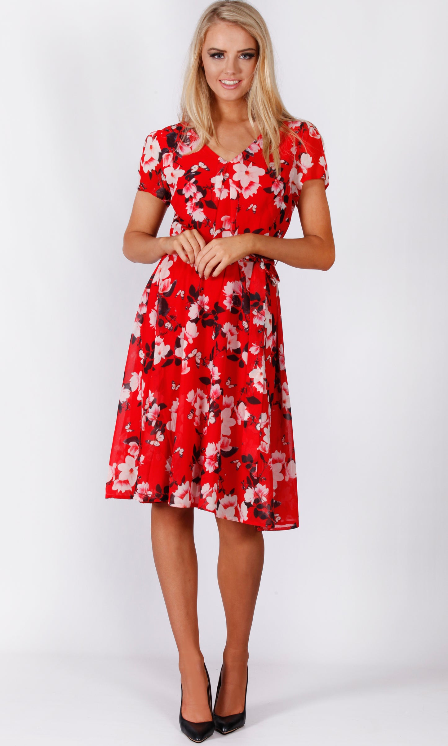 VS7302NC Red Blossom Dress (Pack)