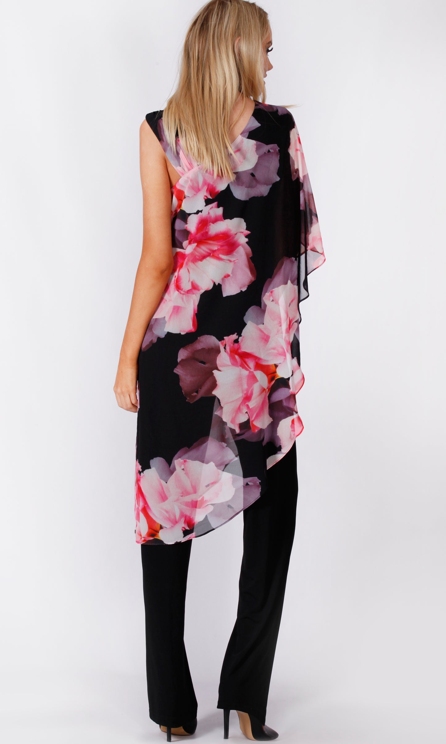 BS716030-8TB Asymmetric Overlay One Shoulder Floral Jumpsuit (Pack)