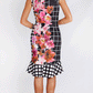 VS7318TB Floral Graphic Dot Bodycon Dress (Pack)