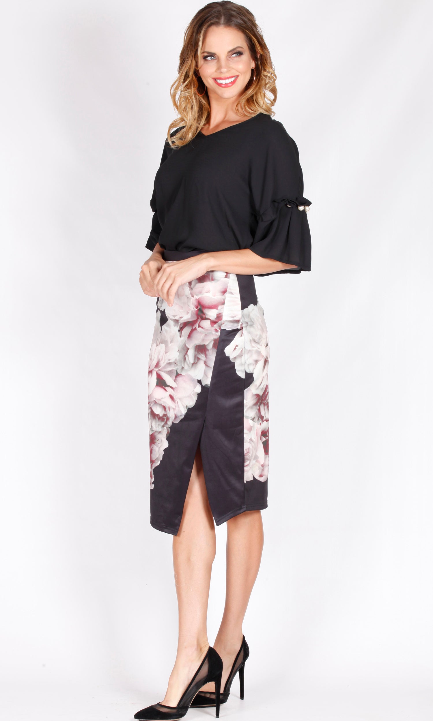 Floral Printed Asymmetric Skirt