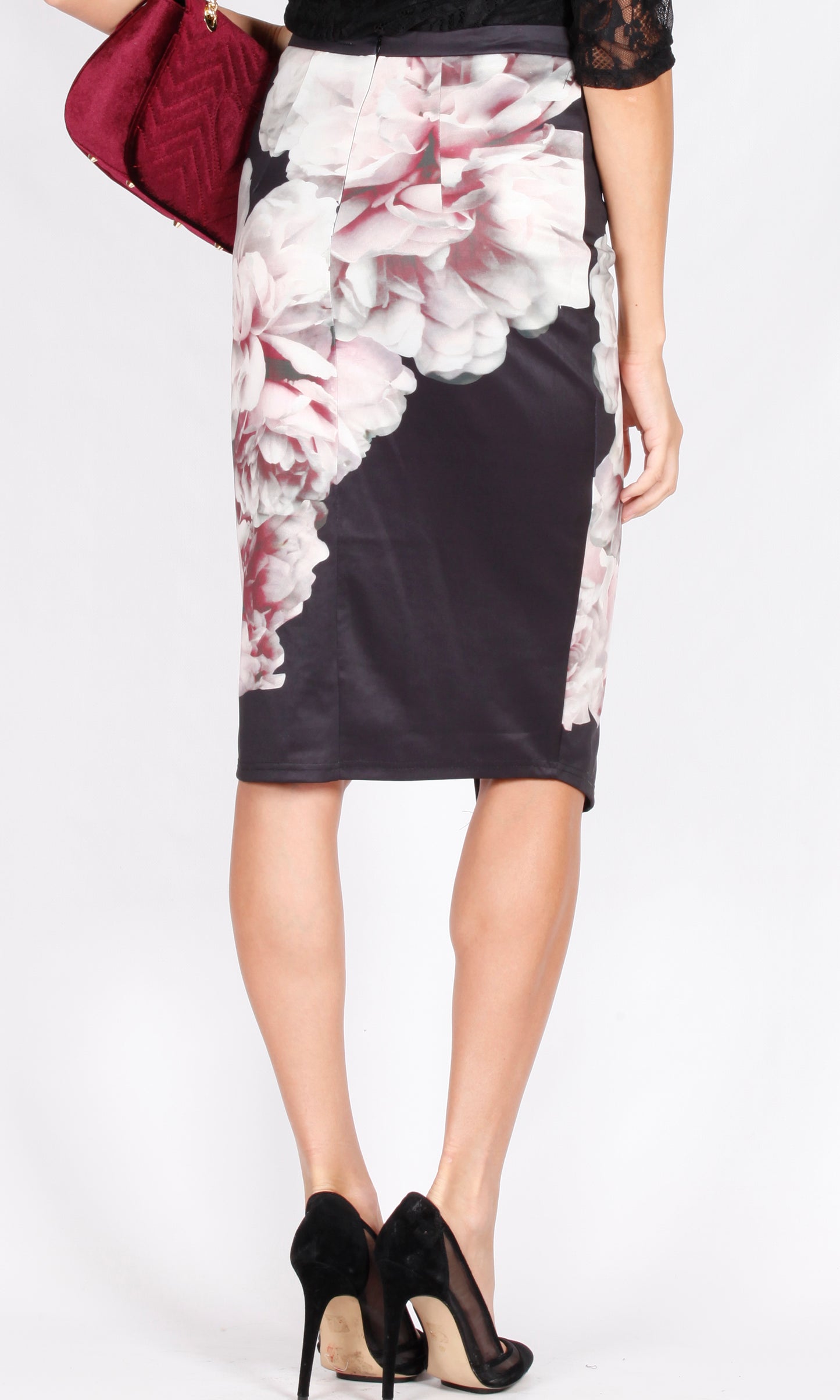 WV236-7TB Floral Printed Asymmetric Skirt (Pack)