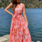 Q026-3TB Floral Front Split Maxi Dress